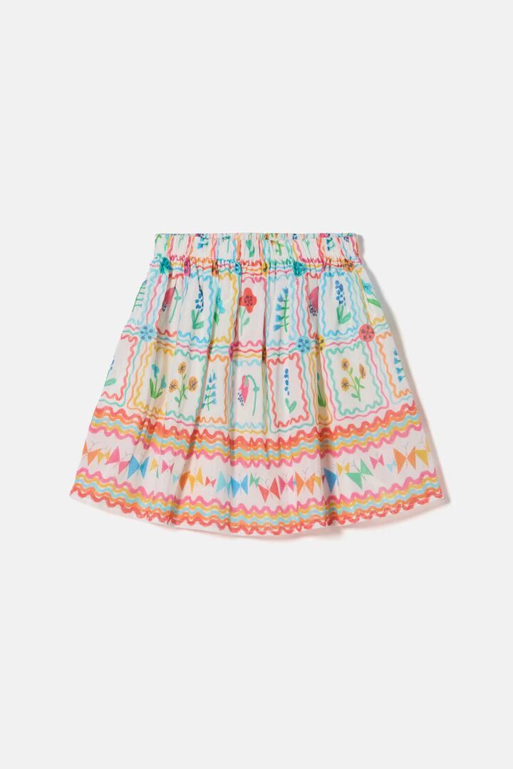 Image of a model wearing Skirts. Product name - Gallery Border Kids Skirt in Multi colour by brand - Gorman