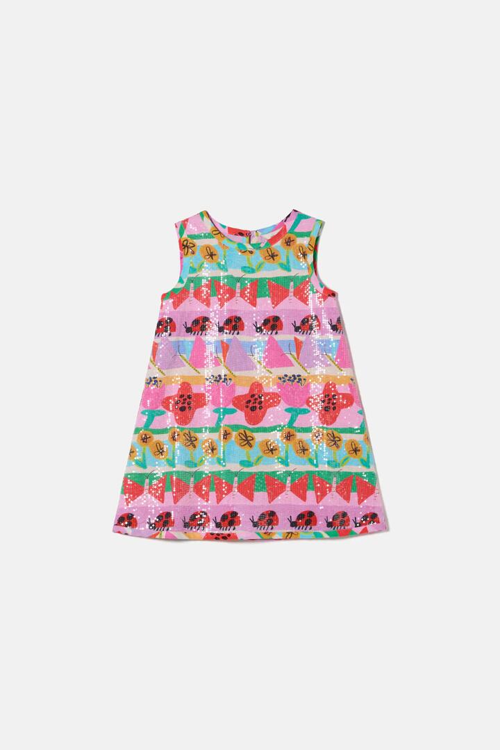 Image of Dresses. Product name - Pretty Rows Kids Sequins Dress in Multi colour by brand - Gorman
