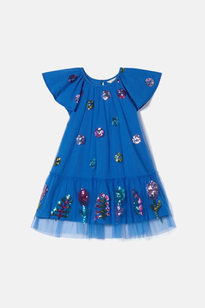 Image of Dresses. Product name - Field Kids Sequins Dress in Blue colour by brand - Gorman