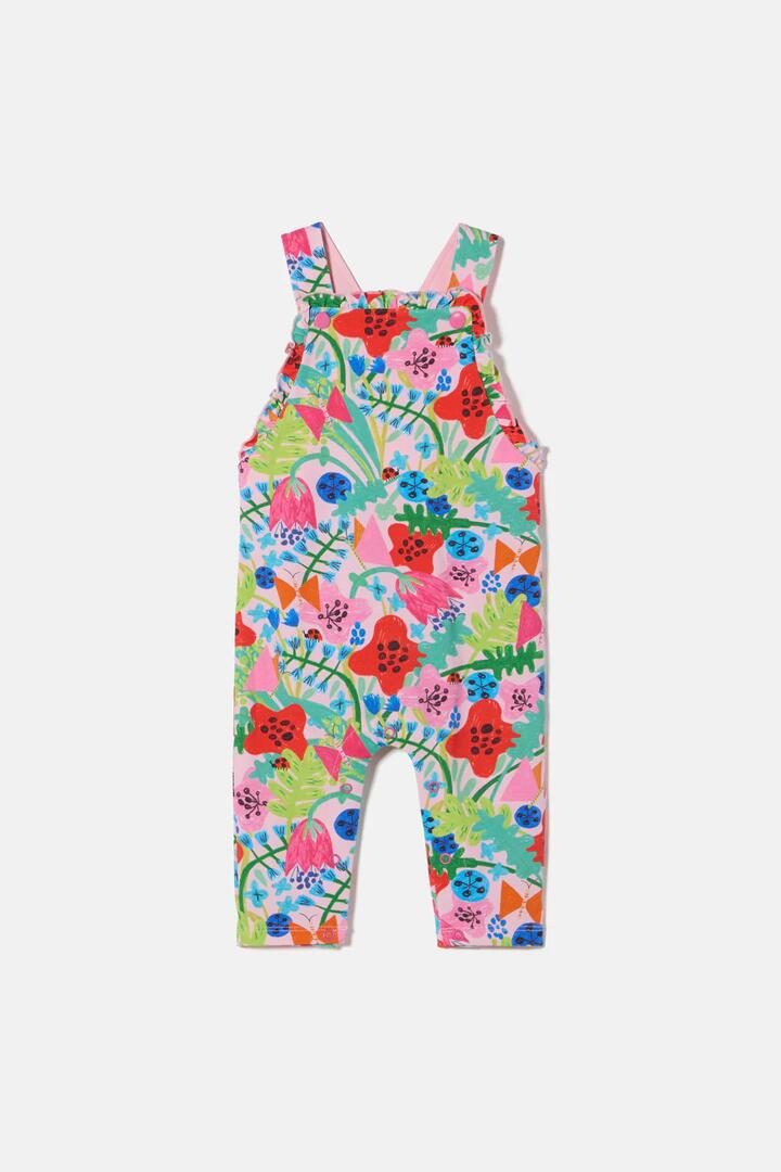 Image of a model wearing Pants. Product name - Flower Field Baby Overalls in Pink colour by brand - Gorman