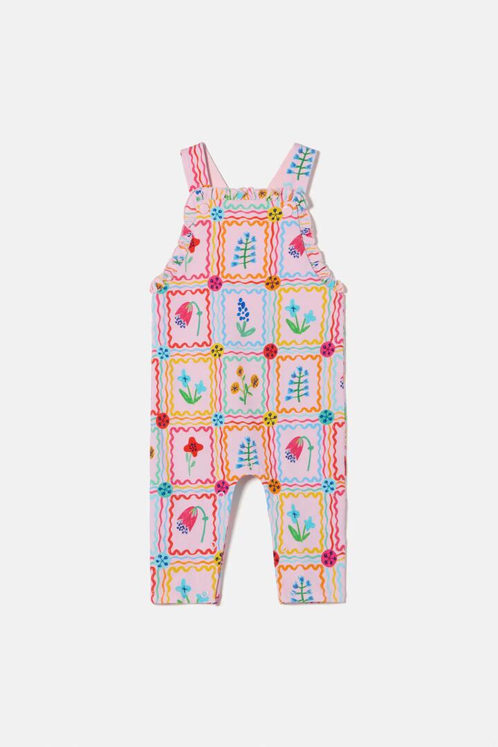 Image of a model wearing Pants. Product name - Gallery Baby Overalls in Pink colour by brand - Gorman