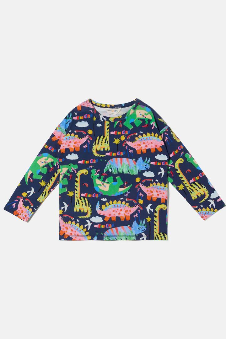 Image of T-Shirts. Product name - Boogie Dino Kids T-Shirt in Navy colour by brand - Gorman