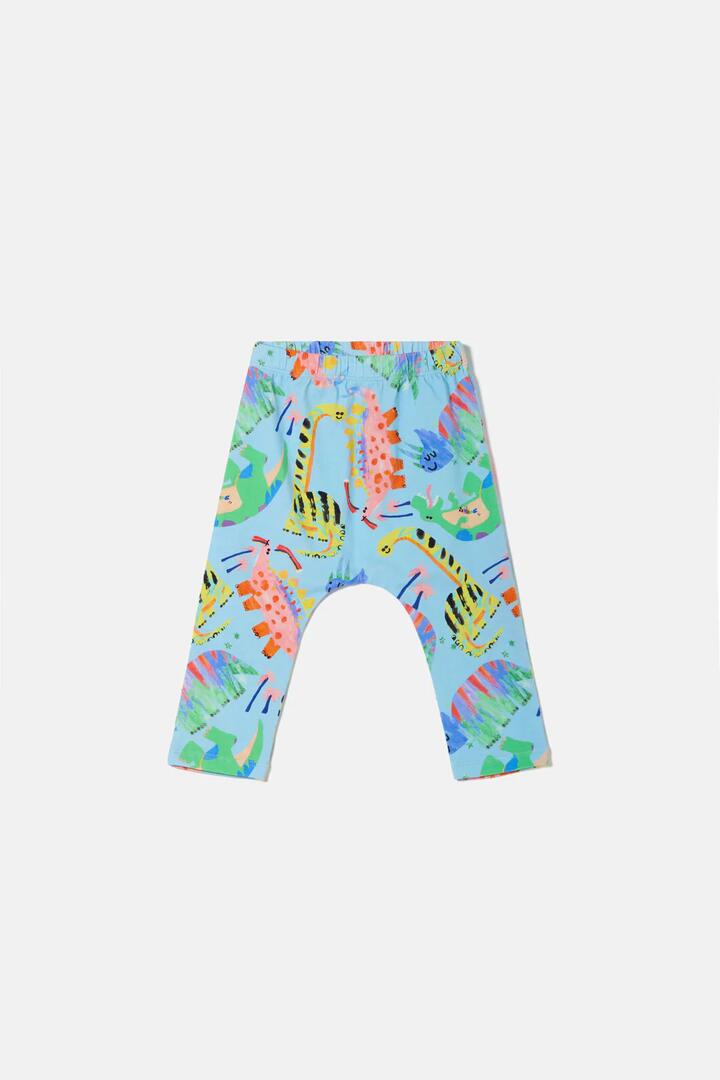 Image of a model wearing Pants. Product name - Dino Land Baby Legging in Blue colour by brand - Gorman