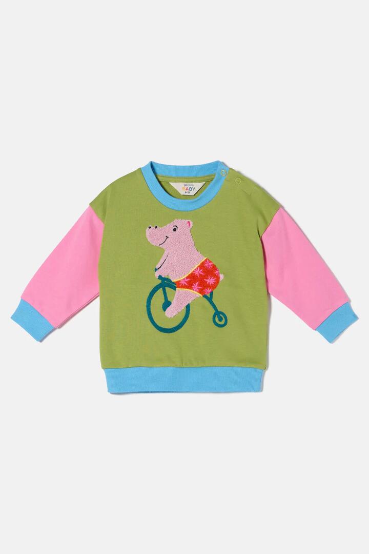 Image of a model wearing Outerwear. Product name - Hippo Baby Sweater in Multi colour by brand - Gorman