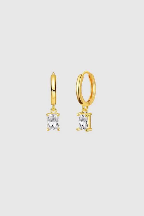 Image of Jewelry. Product name - Arina Diamante Charm Gold Plated Hoop Earring in Gold colour by brand - Castel + Co