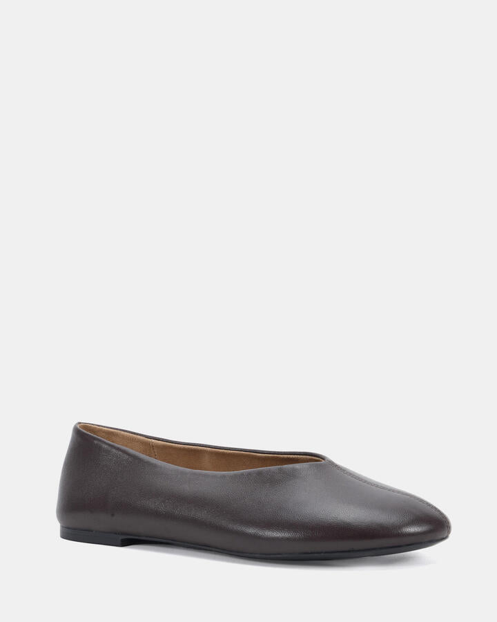 Image of Shoes. Product name - Pello Espresso Smooth Leather Ballet Flats in Espresso Smooth Leather colour by brand - Novo