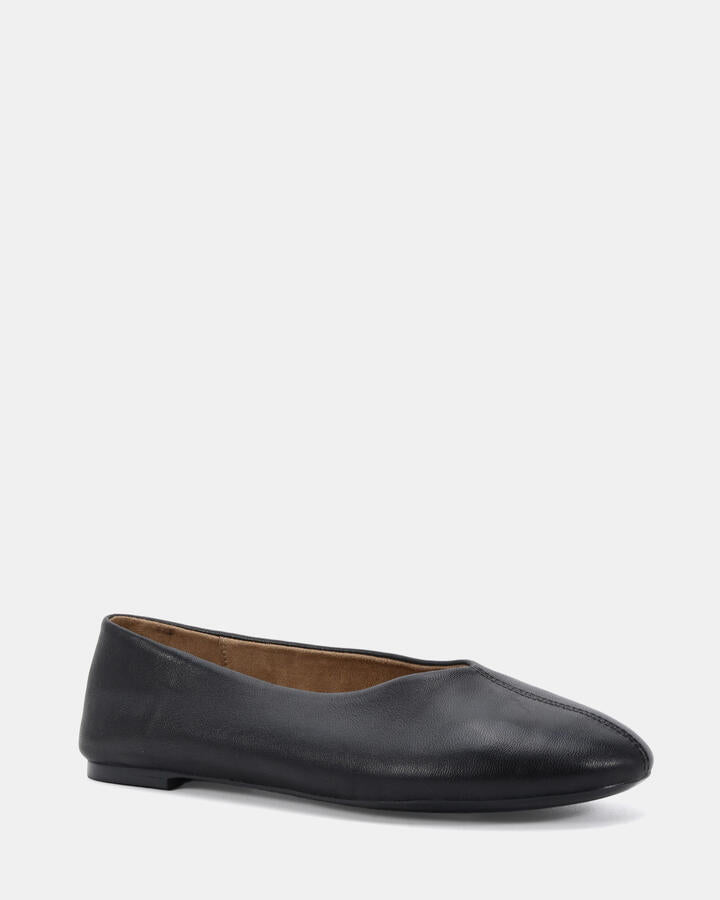 Image of Shoes. Product name - Pello Black Smooth Leather Ballet Flats in Black Smooth Leather colour by brand - Novo