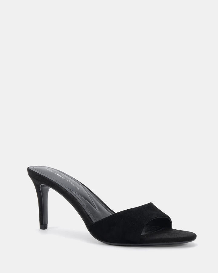 Image of Sandals. Product name - Palan Black Leather Suede Mules in Black Leather Suede colour by brand - Novo