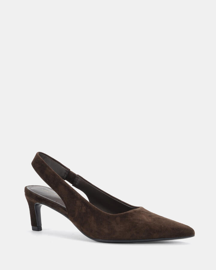 Image of Dresses. Product name - Pally Espresso Leather Suede Pumps in Espresso Leather Suede colour by brand - Novo