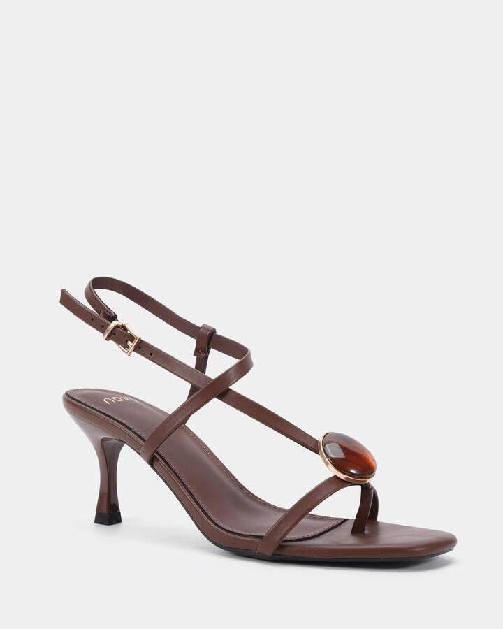 Image of Heels. Product name - Venti Milk Chocolate Low Heels in Midnight colour by brand - Novo