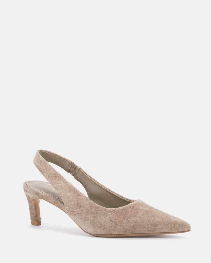 Image of Dresses. Product name - Pally Taupe Leather Suede Pumps in Taupe Leather Suede colour by brand - Novo