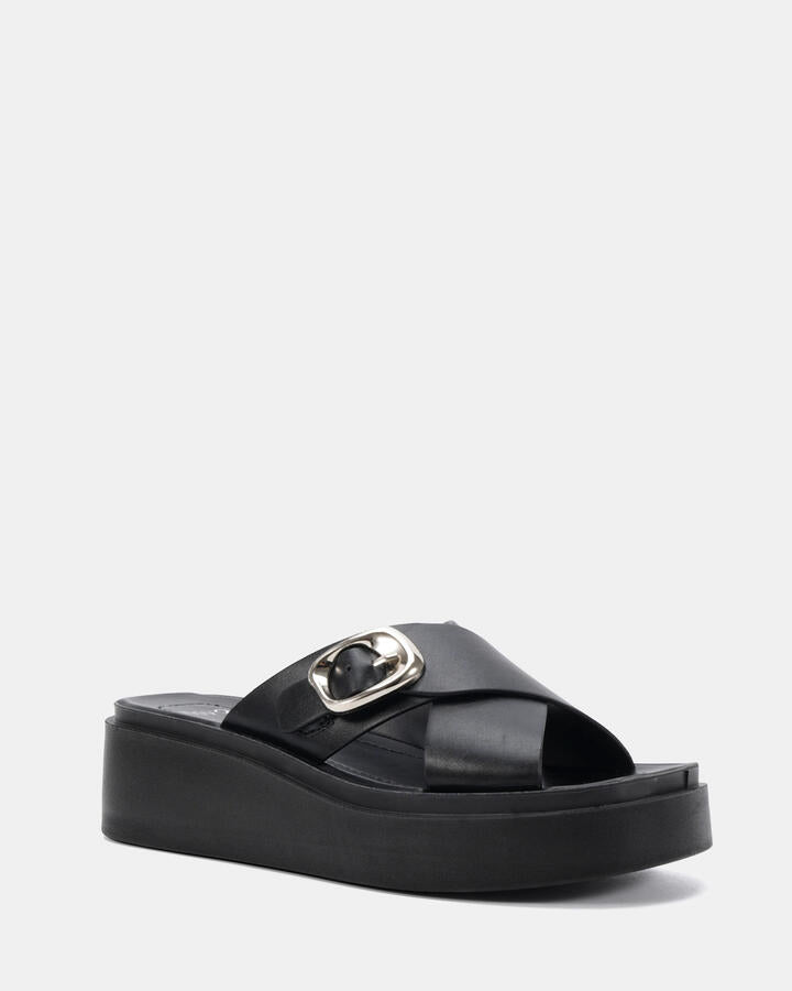 Image of Boots. Product name - Bonanza Black Wedge Heels in Black colour by brand - Novo