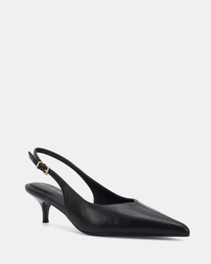 Image of Heels. Product name - Perky Black Smooth Leather Heels in Black Smooth Leather colour by brand - Novo