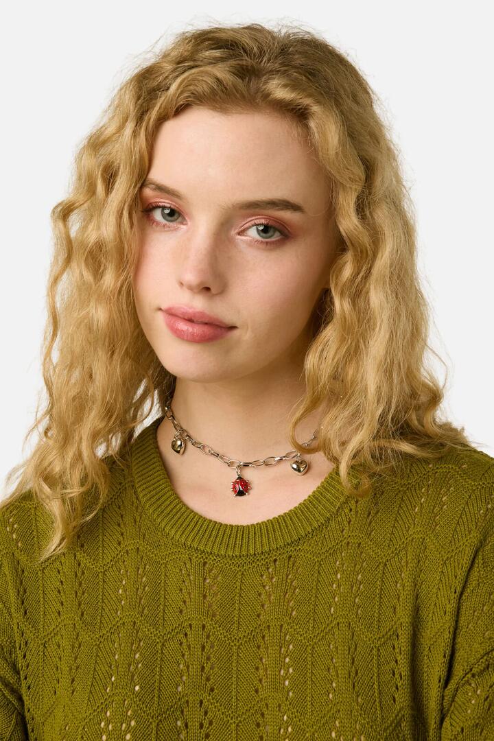 Image of Necklaces. Productname: Ladybug & Hearts Necklace in Silver colour by brand - Princess Highway