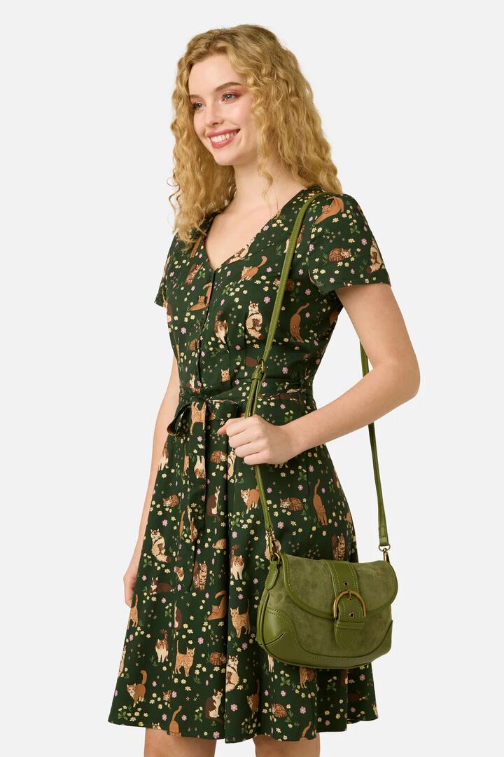 Image of Bags. Productname: Olive Faux Suede Buckle Bag in Olive colour by brand - Princess Highway