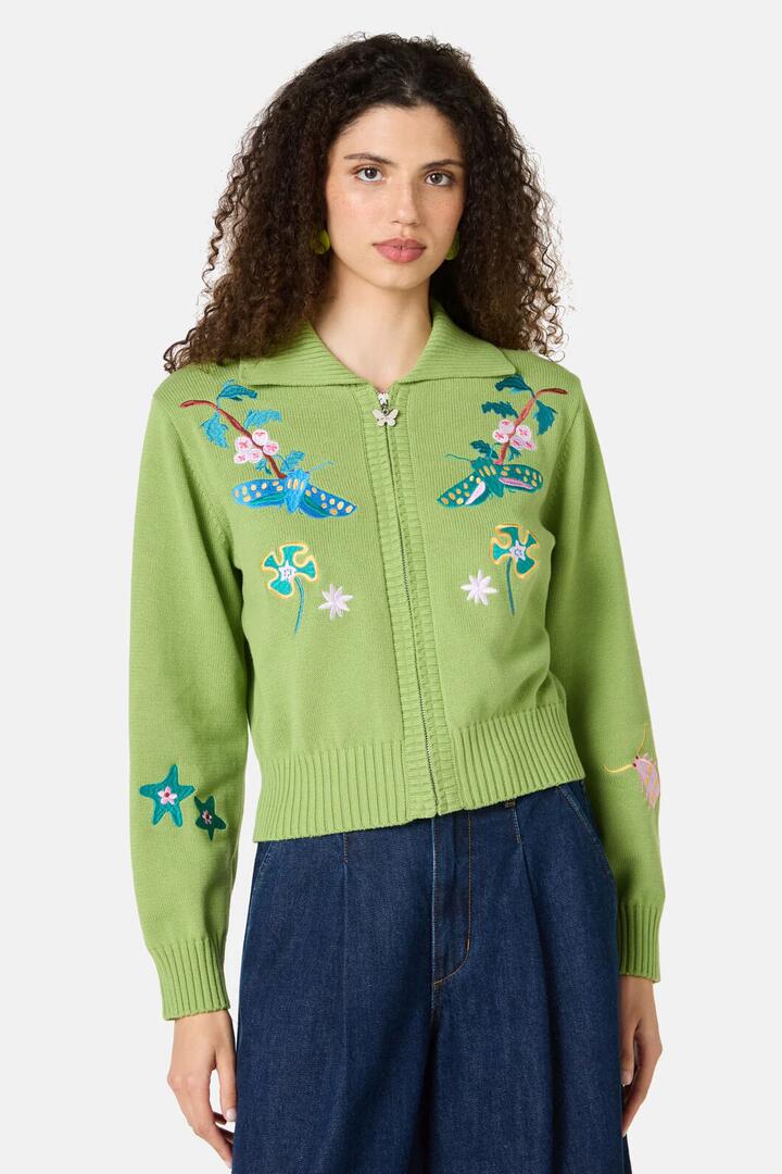 Image of Cardigans. Product name - A Bugs Life Cardigan in Green colour by brand - Gorman
