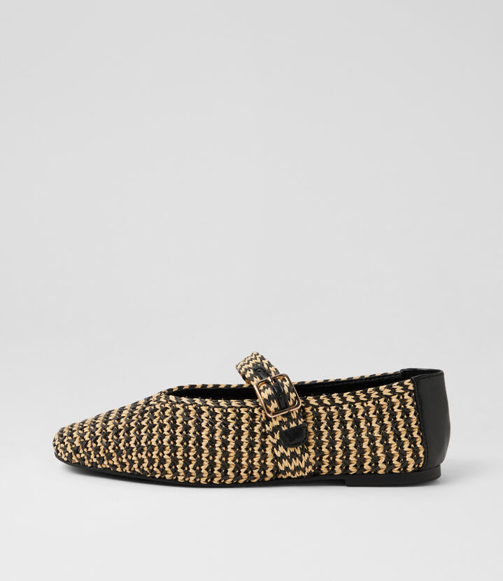Image of Shoes. Product name - Inspo Black Beige Ballet Flats in Black&Beige colour by brand - MIDAS