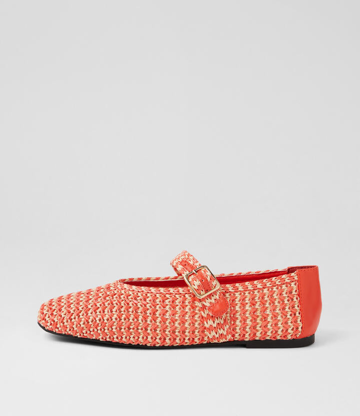 Image of Shoes. Product name - Inspo Red Beige Ballet Flats in Red&Beige colour by brand - MIDAS