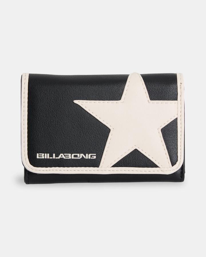 Image of Wallets & Money Clips. Product name - Billabong Womens Starsurfer Tri Fold Wallet Black Pebble in Black Pebble colour by brand - Billabong