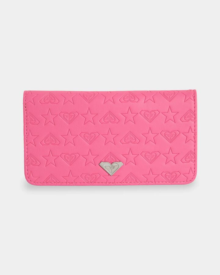 Image of Wallets & Money Clips. Product name - Roxy Womens Crazy Wave Leather Wallet Pink Carnation in Pink Carnation colour by brand - Roxy