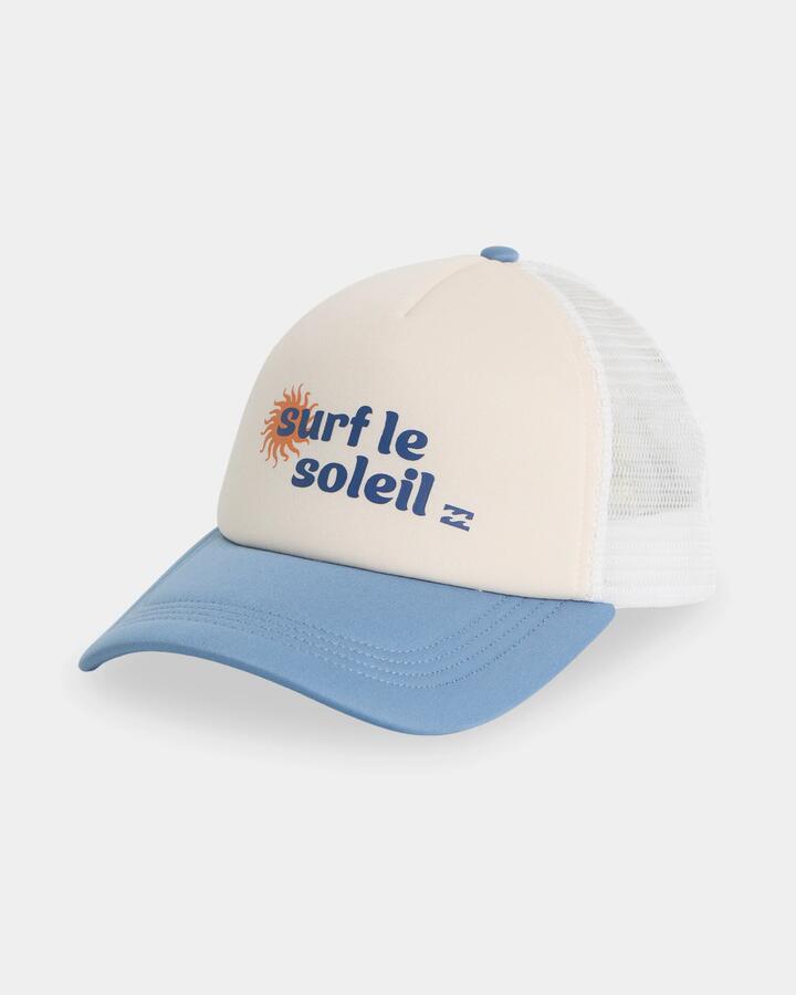 Image of Hats. Product name - Billabong Womens Surf Le Soleil Trucker Cap Blue Horizon in Blue Horizon colour by brand - Billabong