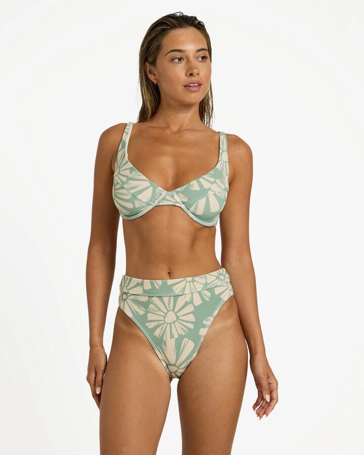 Image of Swimwear. Product name - Roxy Womens Suntribe Mod Mid Waist Bikini Bottom Matcha in Matcha colour by brand - Roxy