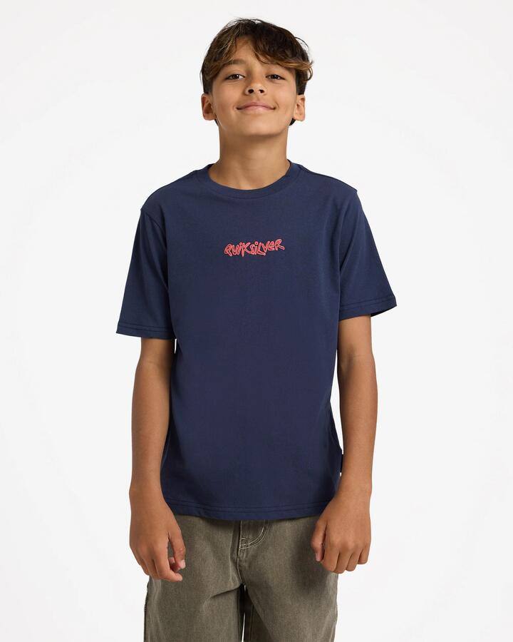Image of T-Shirts. Product name - Quiksilver Boys 8-16 Wax On T-Shirt Mood Indigo in Mood Indigo colour by brand - Quiksilver