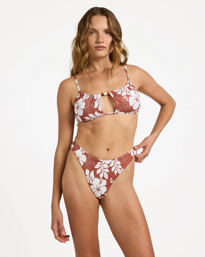Image of Swimwear. Product name - Roxy Womens The Mo High Leg Cheeky Bikini Bottom Chutney The New Mo S in Chutney The New Mo S colour by brand - Roxy