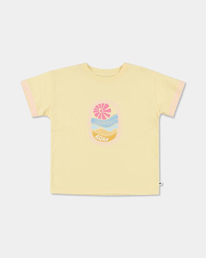 Image of T-Shirts. Product name - Roxy Girls 2-7 Sunscape T-Shirt Lemon Drop in Lemon Drop colour by brand - Roxy