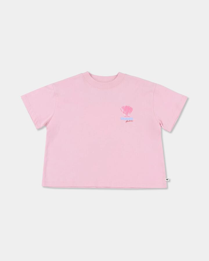Image of T-Shirts. Product name - Roxy Girls 2-7 Sweetie Shell T-Shirt Powder Pink in Powder Pink colour by brand - Roxy