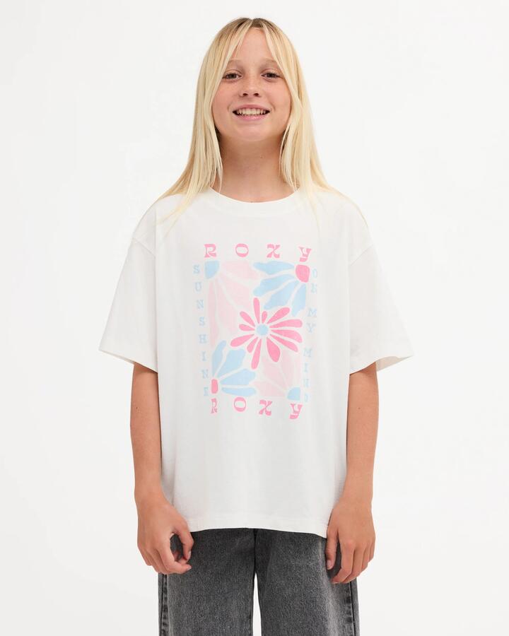Image of T-Shirts. Product name - Roxy Girls 8-16 Rg Day Trippin Ii T-Shirt Cloud Dancer in Cloud Dancer colour by brand - Roxy