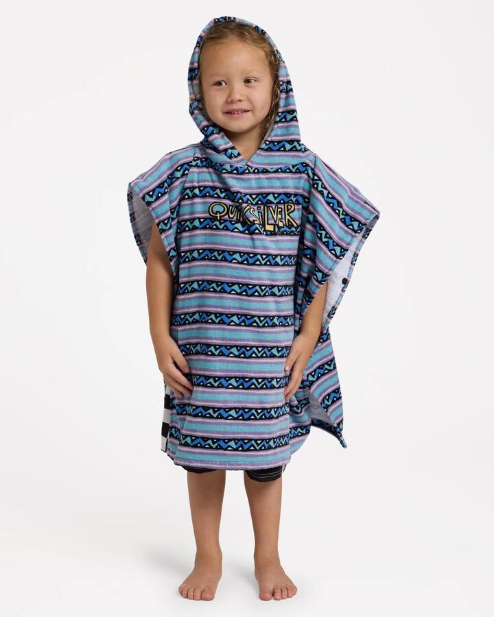 Image of Towels. Product name - Quiksilver Boys 2-7 Pitted Hooded Towel Stillwater in Stillwater colour by brand - Quiksilver