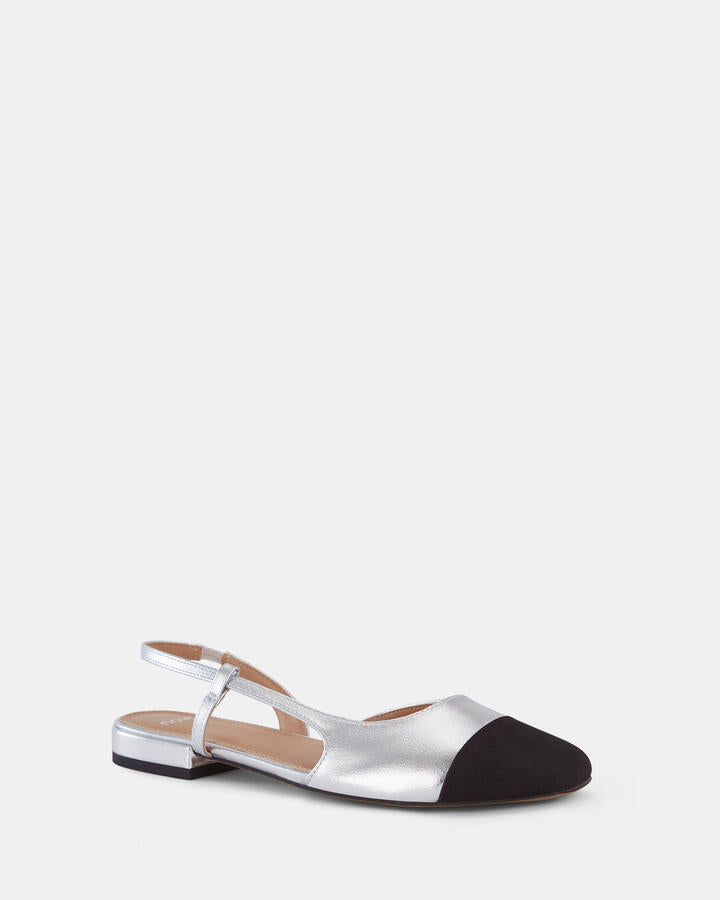 Image of Shoes. Product name - Classic Silver Ballet Flats in Multi colour by brand - Novo
