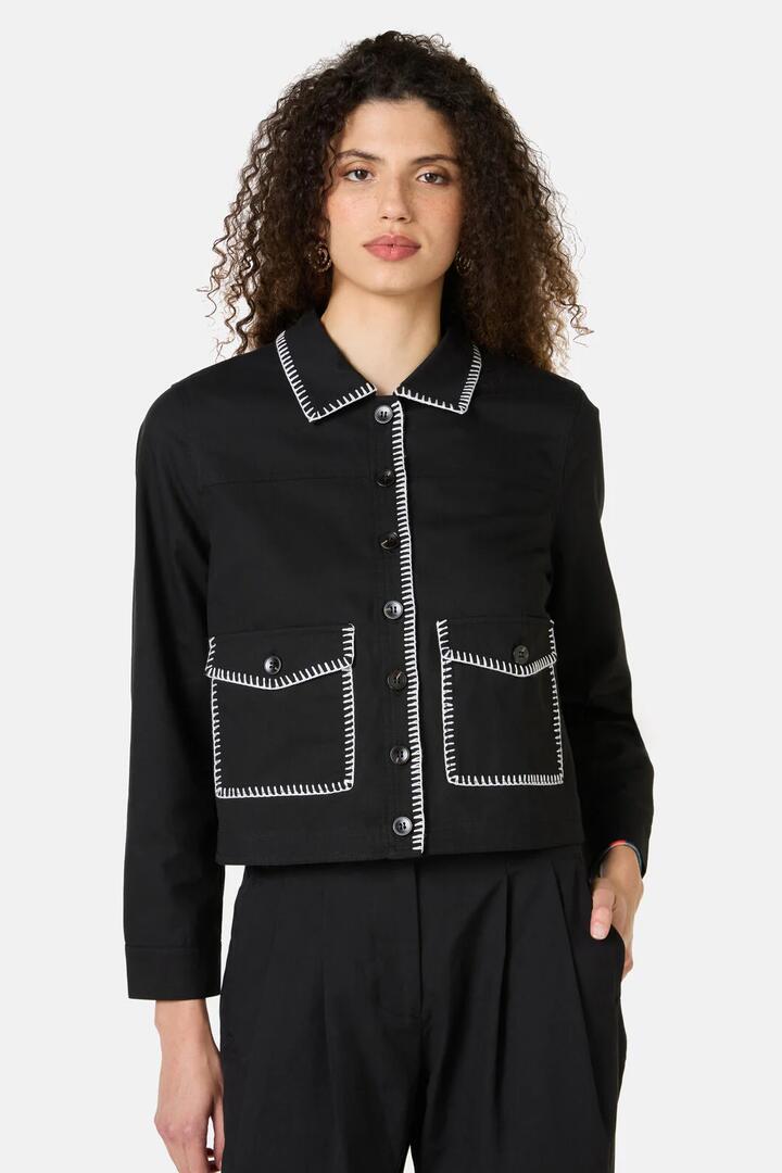 Image of Coats & Jackets. Product name - Raven Embroidered Jacket in Black colour by brand - Gorman