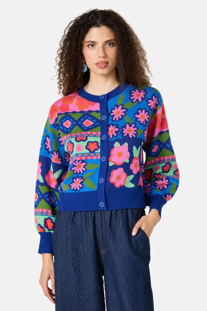 Image of Cardigans. Product name - Emporium Cotton Cardigan in Multi colour by brand - Gorman