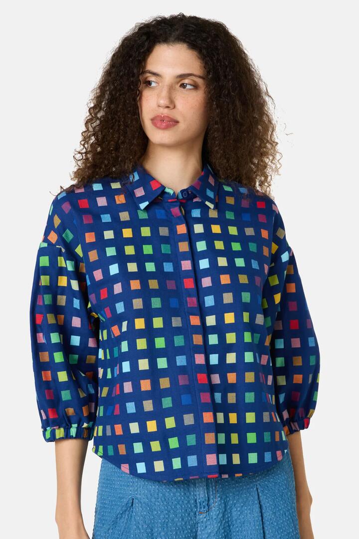 Image of Shirts. Product name - Light Up Check Shirt in Navy colour by brand - Gorman