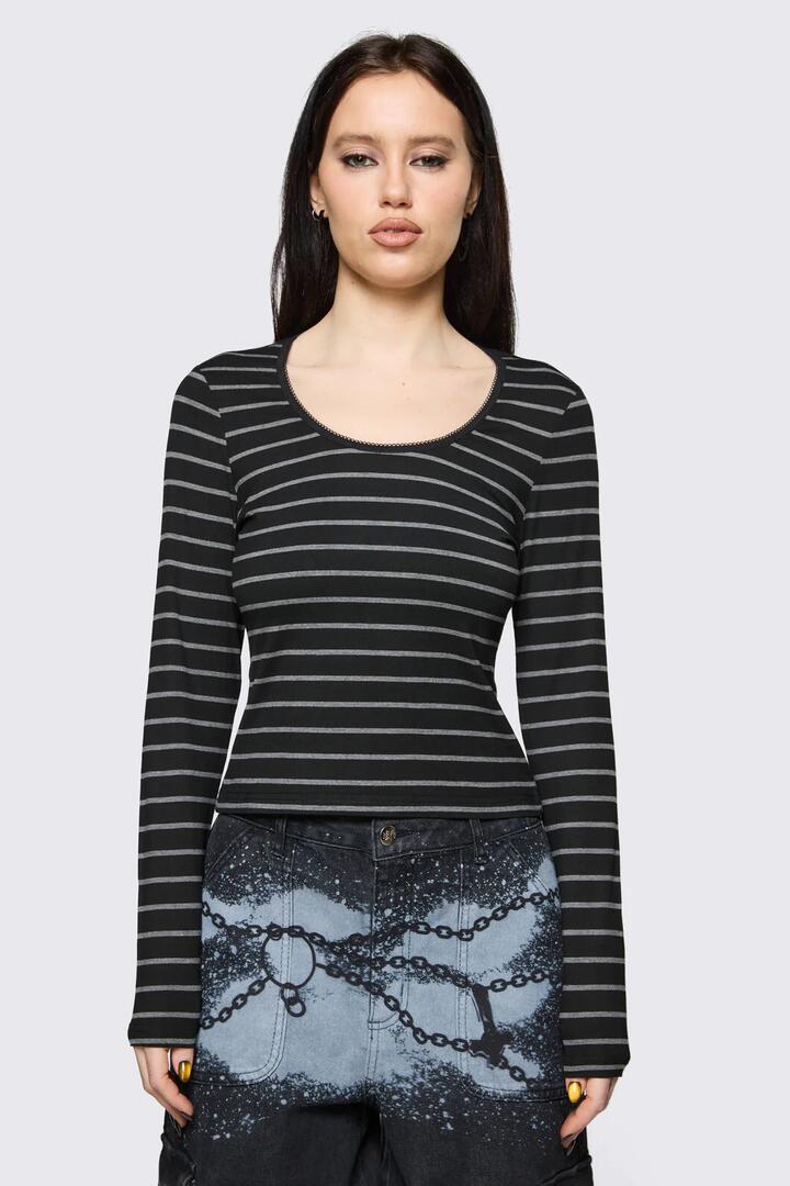 Image of a model wearing Tops. Product name - Diffused Long Sleeve Top in Multi colour by brand - Black Friday