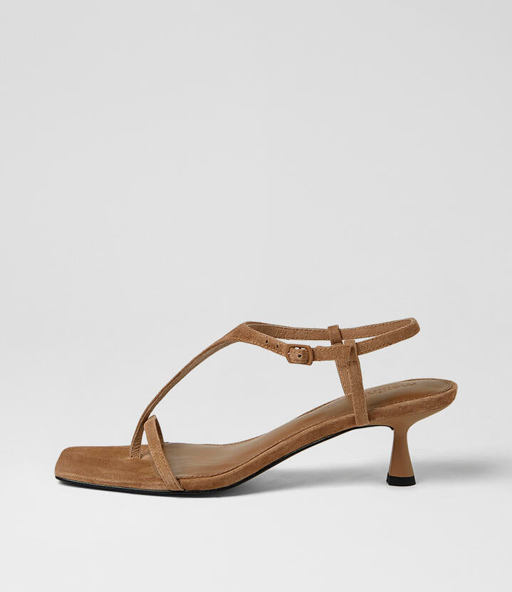 Image of Sandals. Product name - Thriver Tan Suede Sandals in Tan colour by brand - MOLLINI