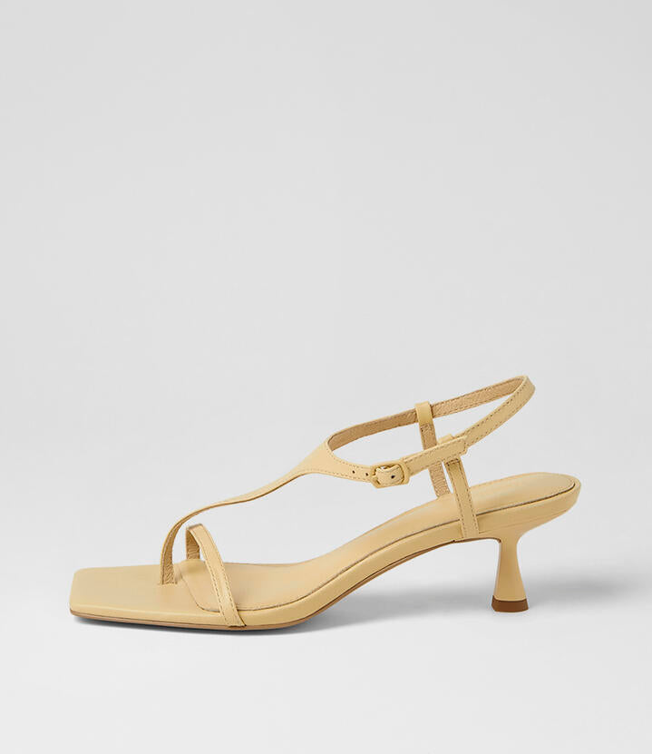 Image of Sandals. Product name - Thriver Lemon Leather Sandals in Lemon colour by brand - MOLLINI