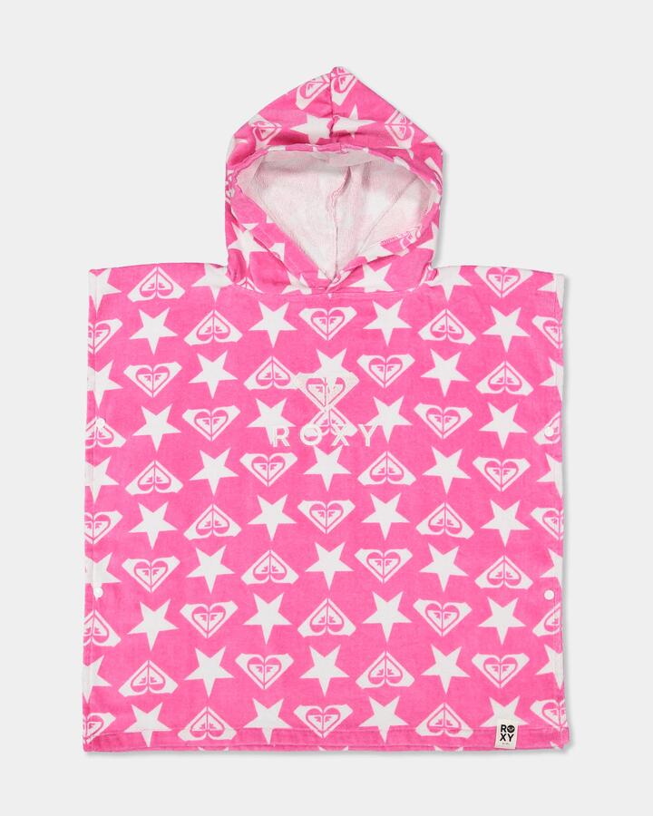 Image of Towels. Product name - Roxy Girls 2-7 Stay Magical Hooded Towel Pink Carnation Super Star Tw in Pink Carnation Super Star Tw colour by brand - Roxy