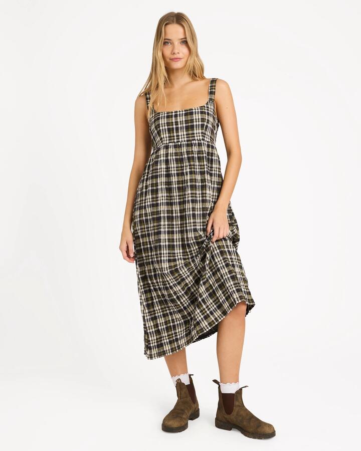 Image of Dresses. Product name - Billabong Womens Wonders Midi Dress Black Sands in Black Sands colour by brand - Billabong