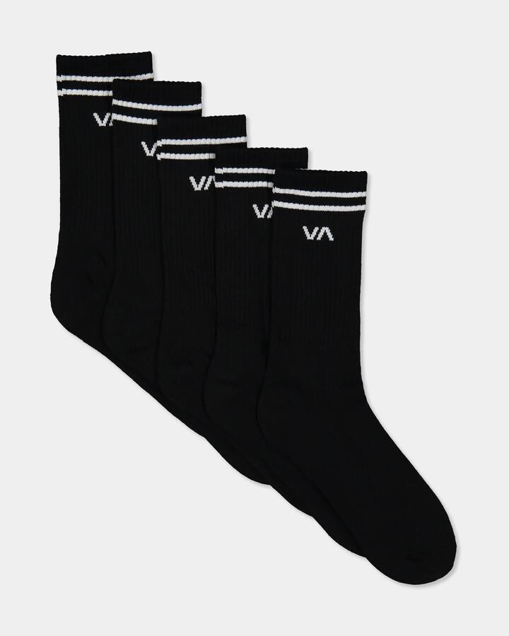 Image of Socks. Product name - Rvca Mens Union Iii 5 Pack Sport Socks Black in Black colour by brand - Rvca