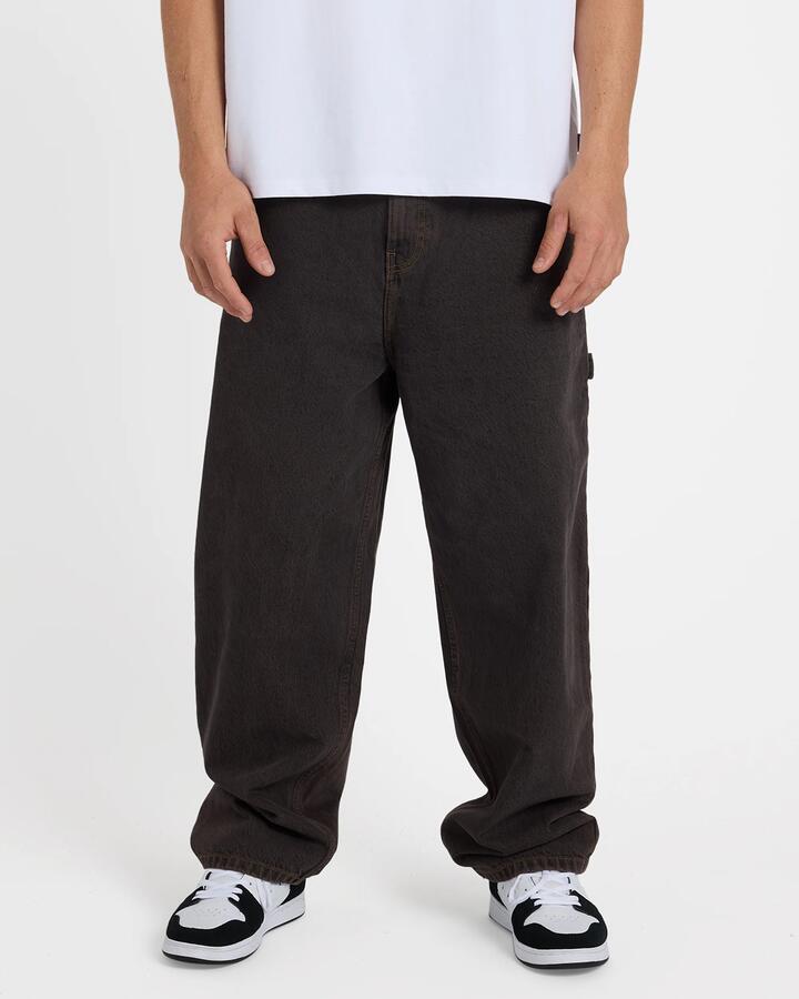 Image of Jeans. Product name - Quiksilver Mens Yg Baggy Denim Pants Black Black Tint Brown in Black Black Tint Brown colour by brand - Quiksilver