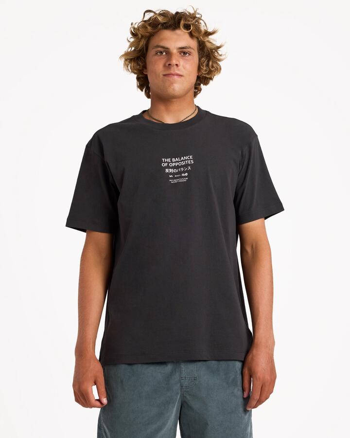 Image of T-Shirts. Product name - Rvca Mens Palm Reel T-Shirt Pirate Black in Pirate Black colour by brand - Rvca