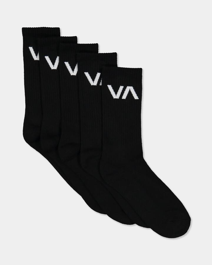Image of Socks. Product name - Rvca Mens Va 5 Pack Sport Socks Black in Black colour by brand - Rvca