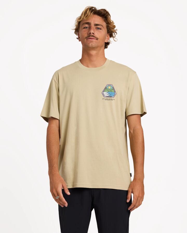 Image of T-Shirts. Product name - Billabong Mens Rockies Adiv Premium T-Shirt Sand Khaki in Sand Khaki colour by brand - Billabong