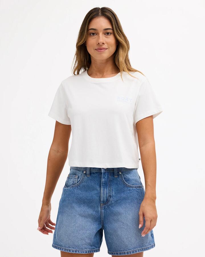 Image of T-Shirts. Product name - Roxy Womens Oz Backside Sun T-Shirt Cloud Dancer in Cloud Dancer colour by brand - Roxy
