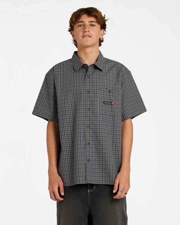 Image of Shirts. Product name - Billabong Mens Spec Mogul Short Sleeve Shirt Forest in Forest colour by brand - Billabong