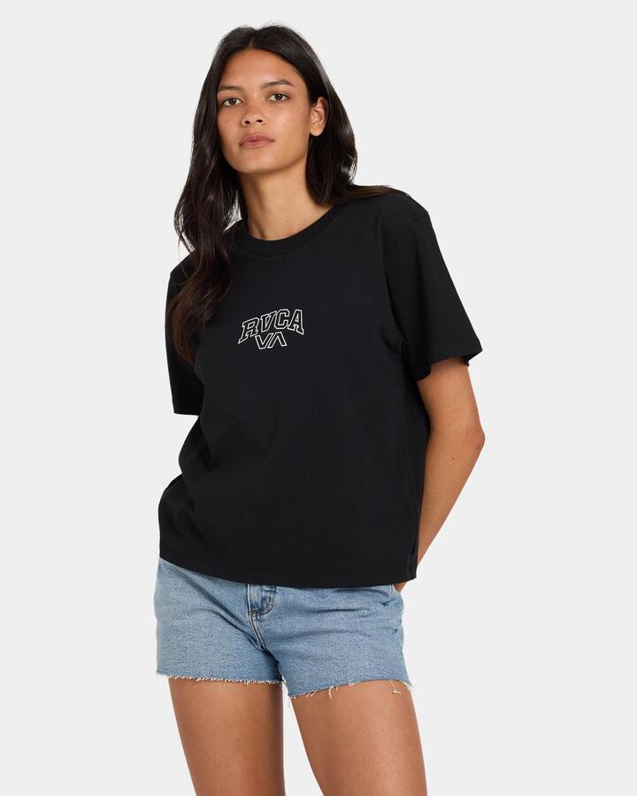 Image of T-Shirts. Product name - Rvca Womens Rvca Selects Easy T-Shirt Rvca Black in Rvca Black colour by brand - Rvca