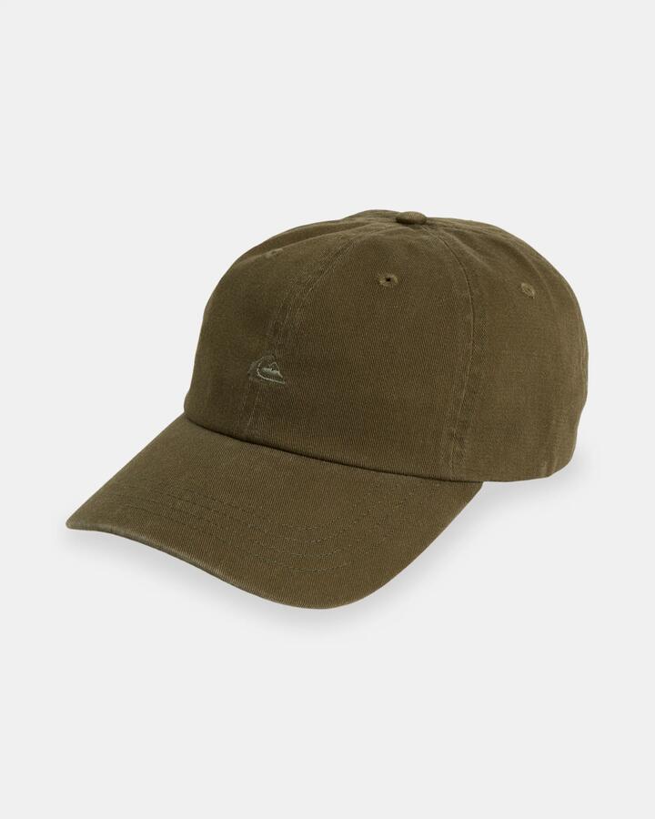 Image of Hats. Product name - Quiksilver Mens Rad Splatter Dad Cap Dark Olive in Dark Olive colour by brand - Quiksilver